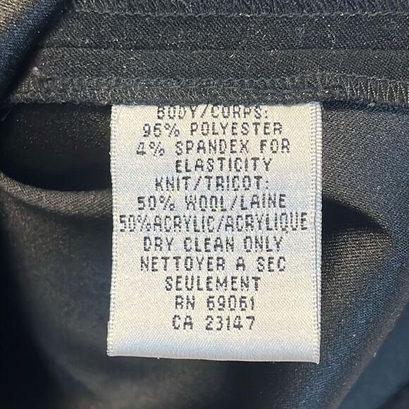 Vintage TALBOTS Stretch Sweater Top Women's Size 10 Black Faux Suede Wool Blend - Picture 9 of 13